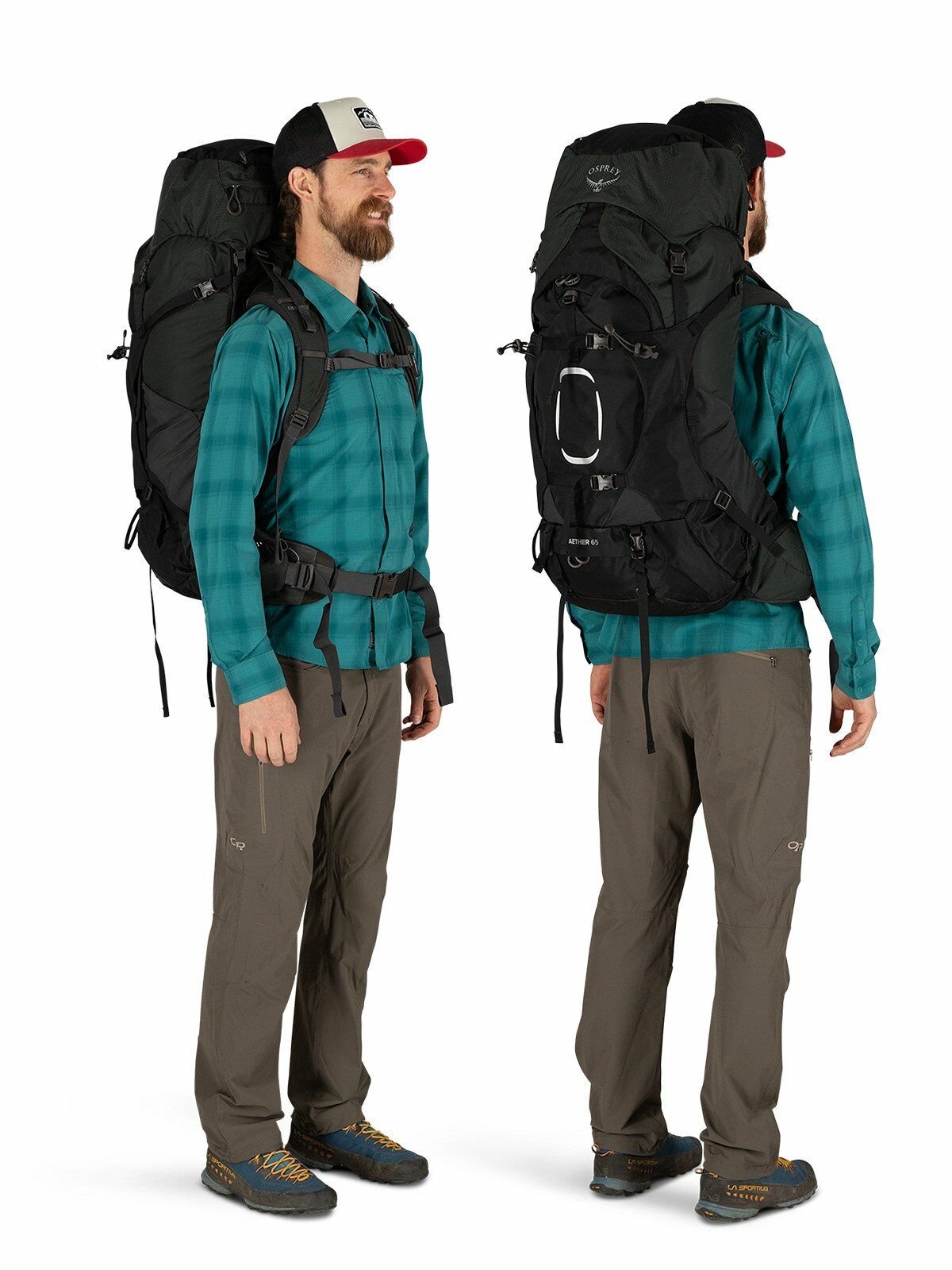 a person modeling the AETHER&trade; 65 in color black