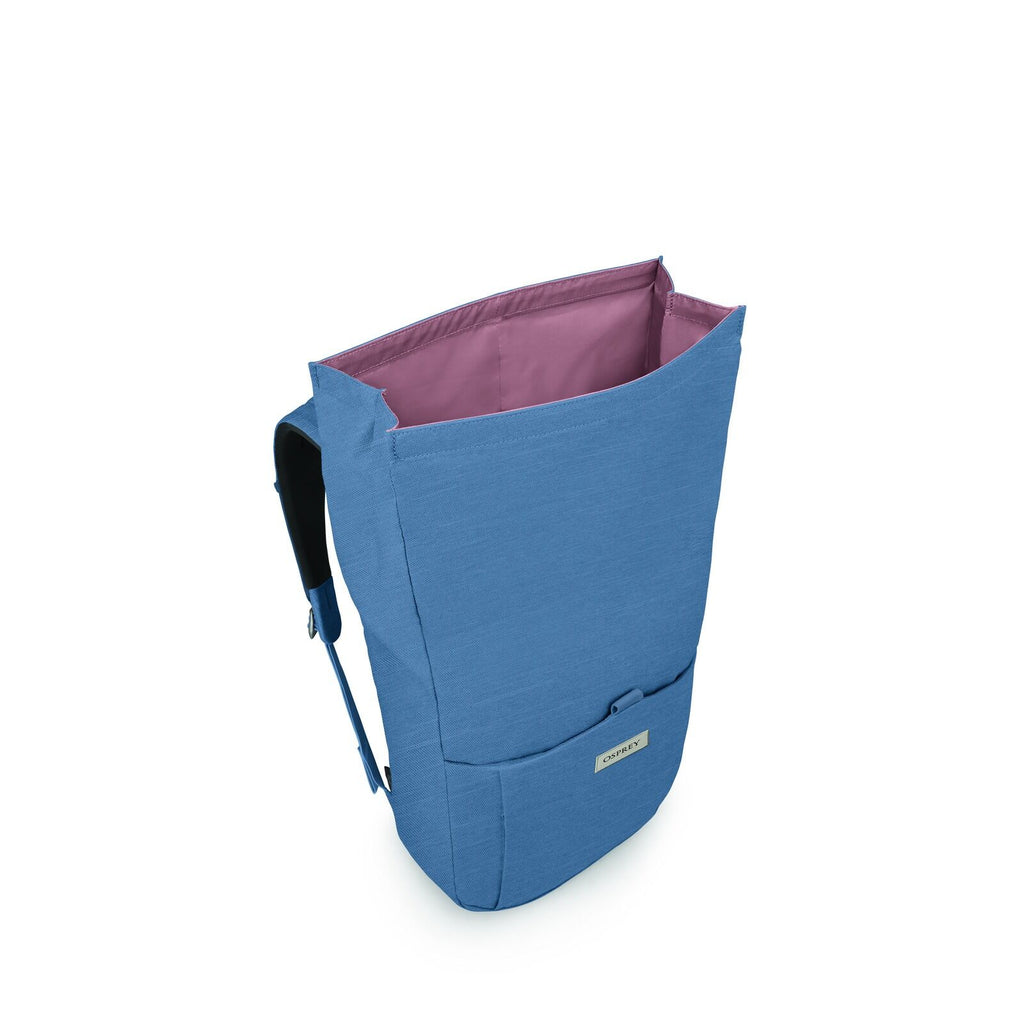 Side image of the Arcane Roll top pack in the color Nircana Blue Heather