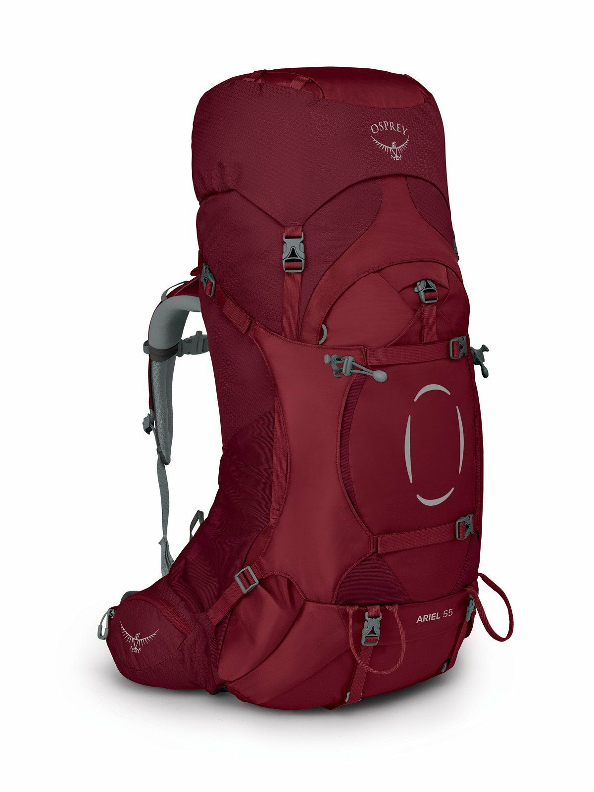side view of the ARIEL 55 in color claretred