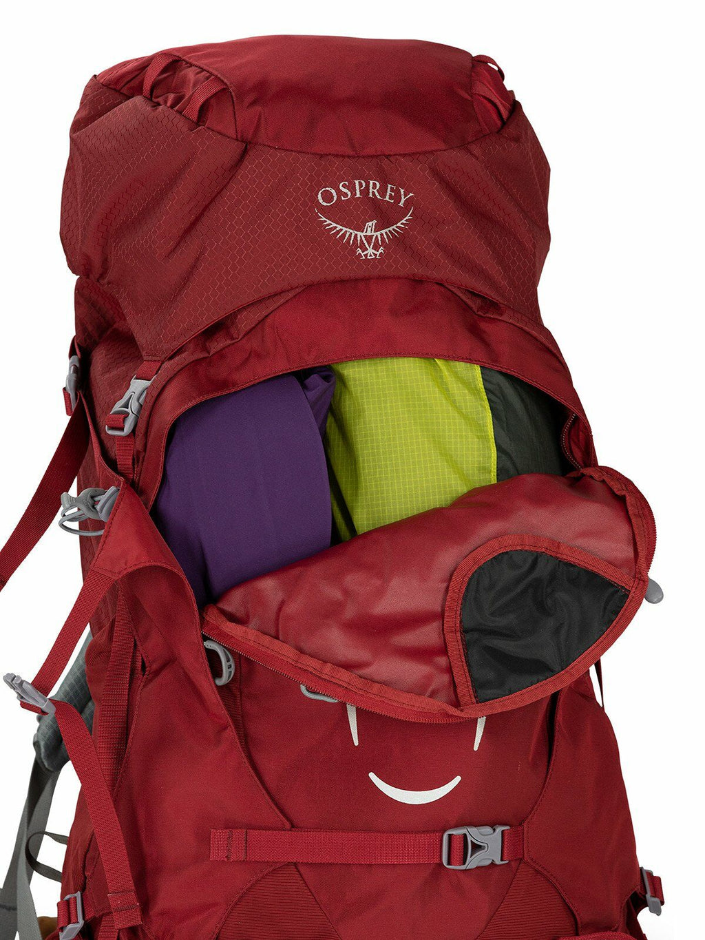 a detail of the ARIEL 65 in color claretred