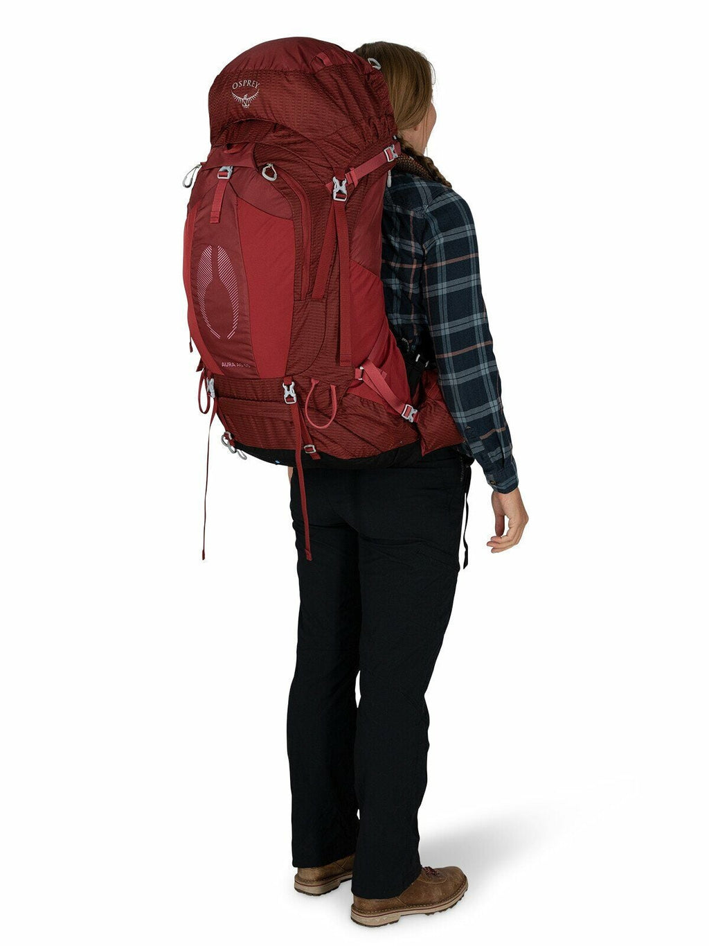 a person modeling the Aura AG 65 in color Berry Sorbet Red