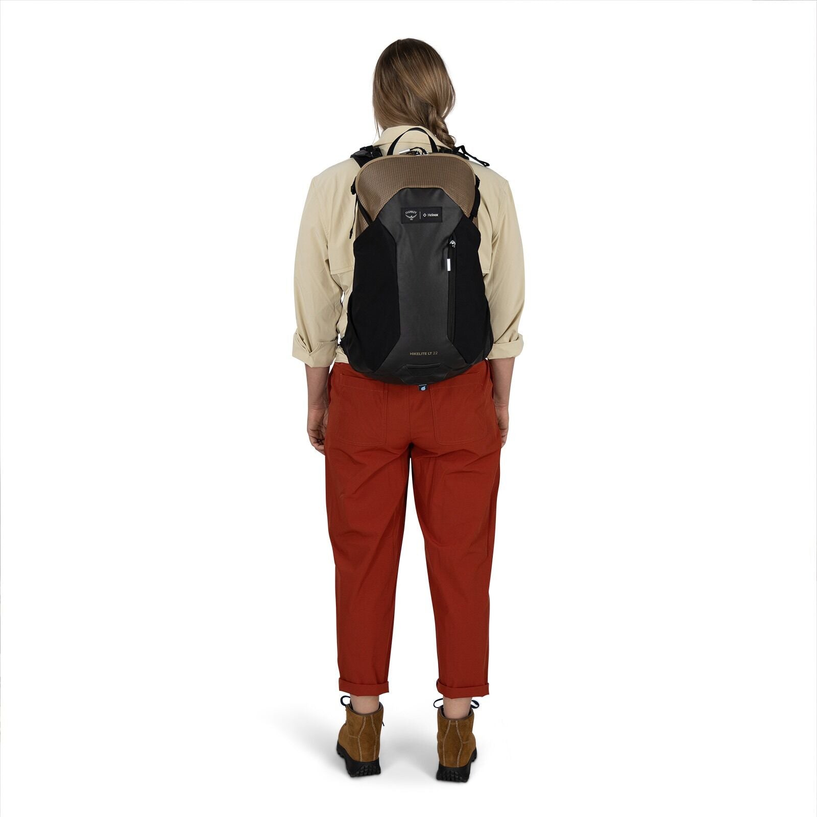 on-body image of the Campcore Hikelite LT 22 Hiking Backpack in the color Latte Brown