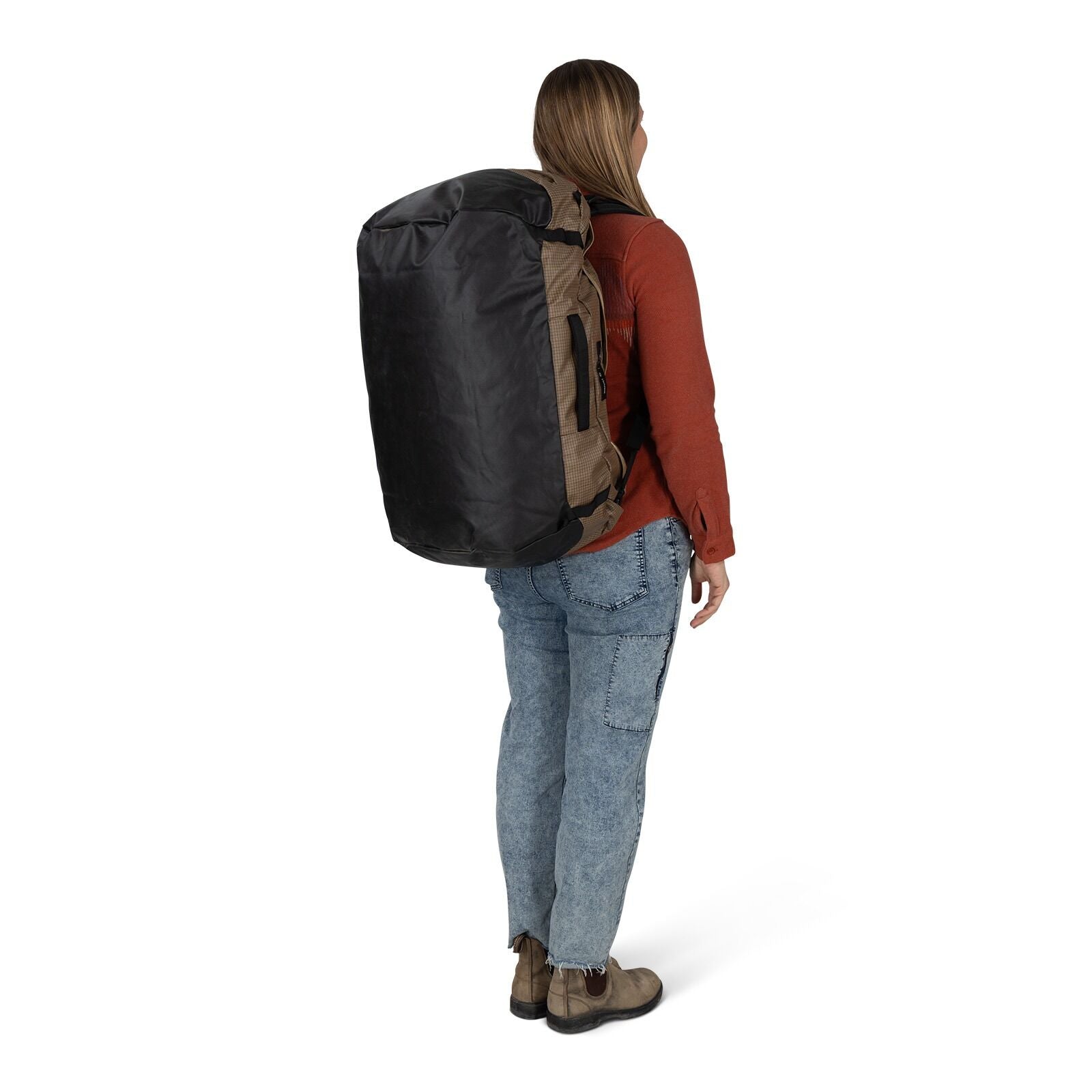 on-body image of the Campcore Transporter Duffel 65