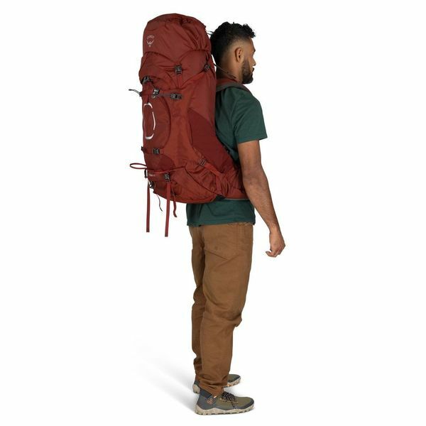 on body view of the AETHER 55 in color Deep Acorn Red