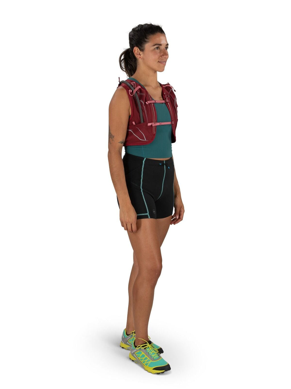 front view of person wearing dyna 1.5 in kaiko pink