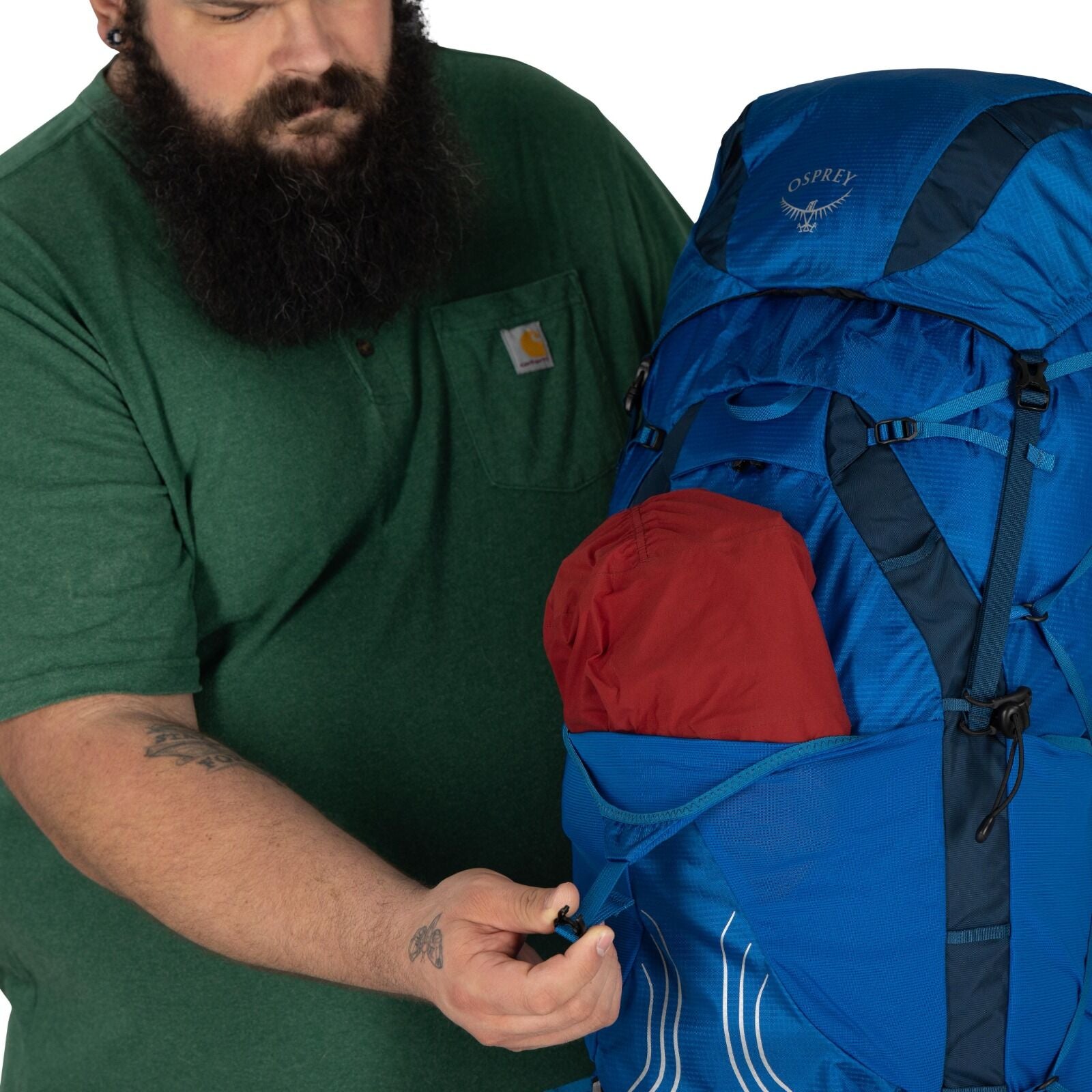 model wearing the EXOS 58 Extended Fit in color Blue Ribbon