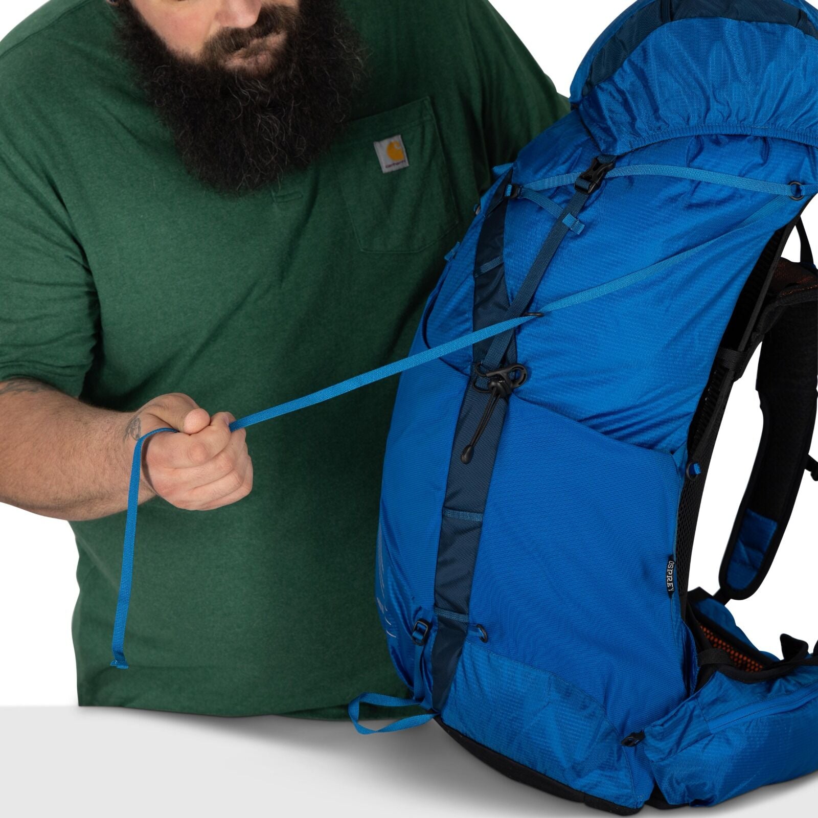 model wearing the EXOS 58 Extended Fit in color Blue Ribbon