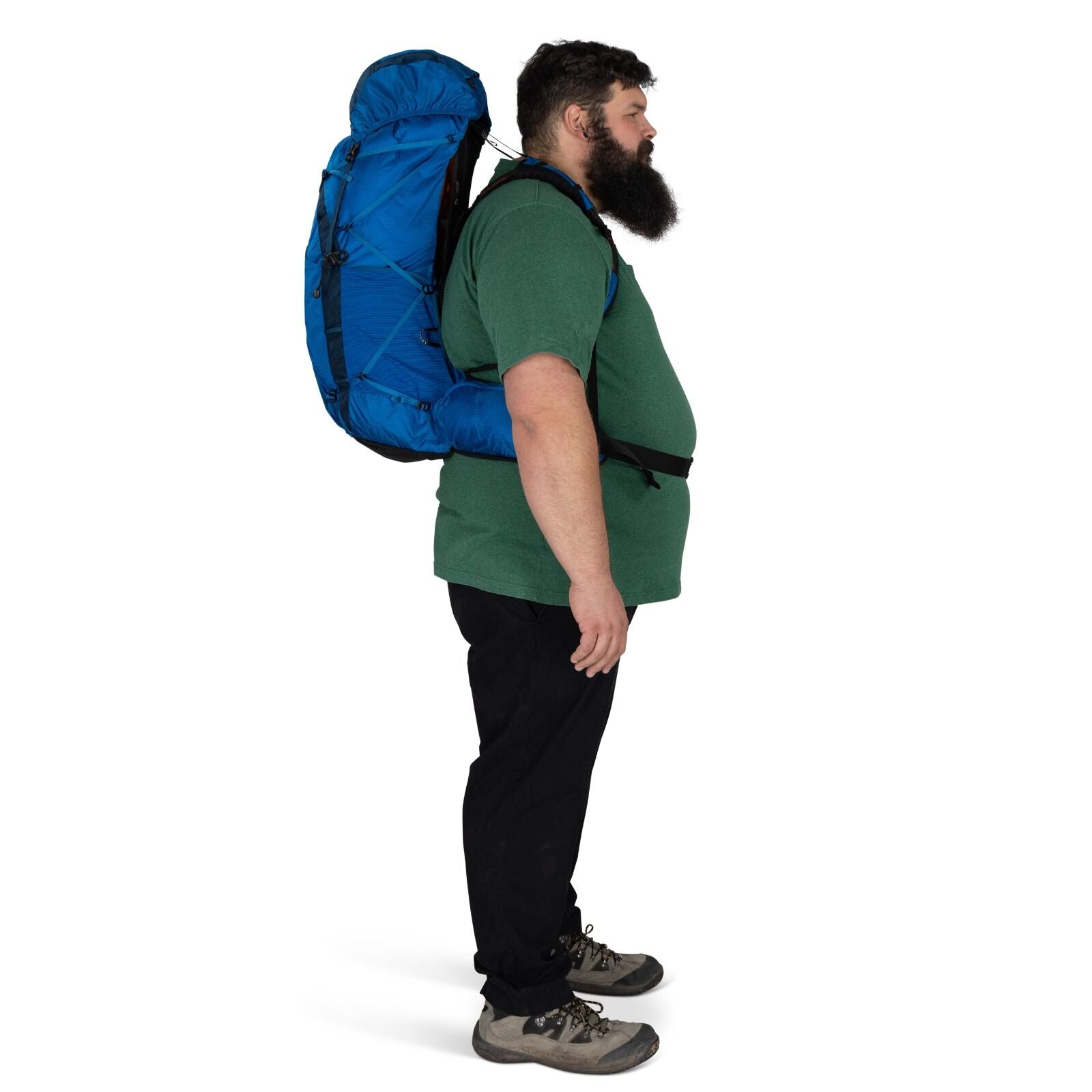 model wearing the EXOS 58 Extended Fit in color Blue Ribbon