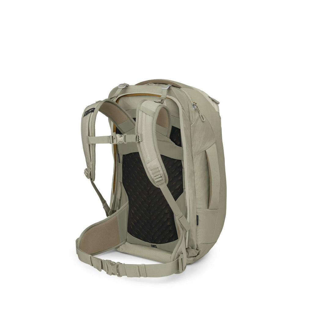 Sideback image of Osprey Fairview 40 and Danner collaboration in the color Sandy Grey-Sawdust