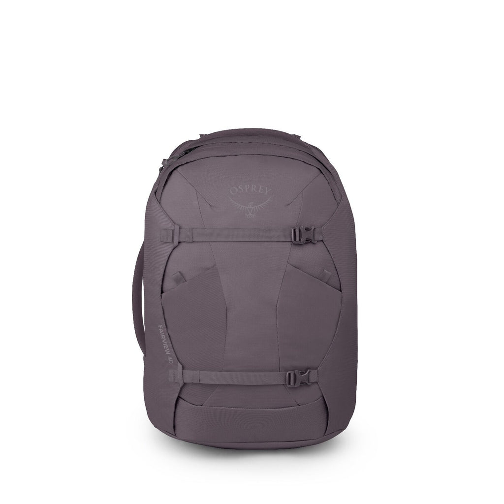 Front view of the Fairview 40 Travel pack in the color Graphite Purple