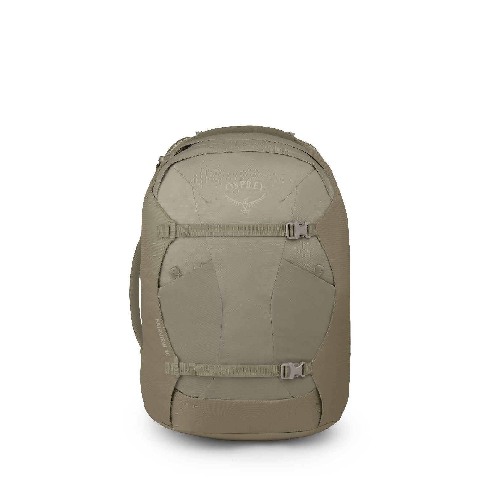 Front view of the Fairview 40 Travel pack in the color Sawdust Olive Tan