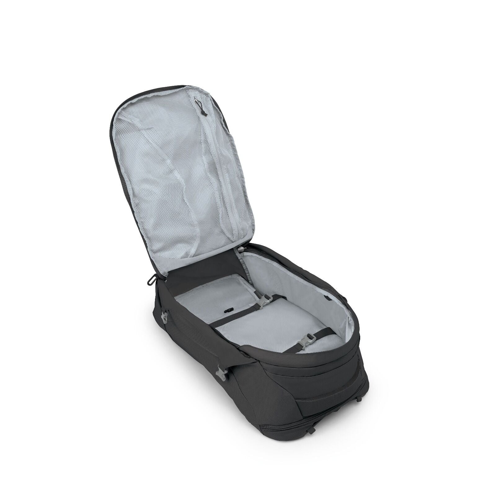 Internal view of the Fairview 40 Travel pack in the color Black
