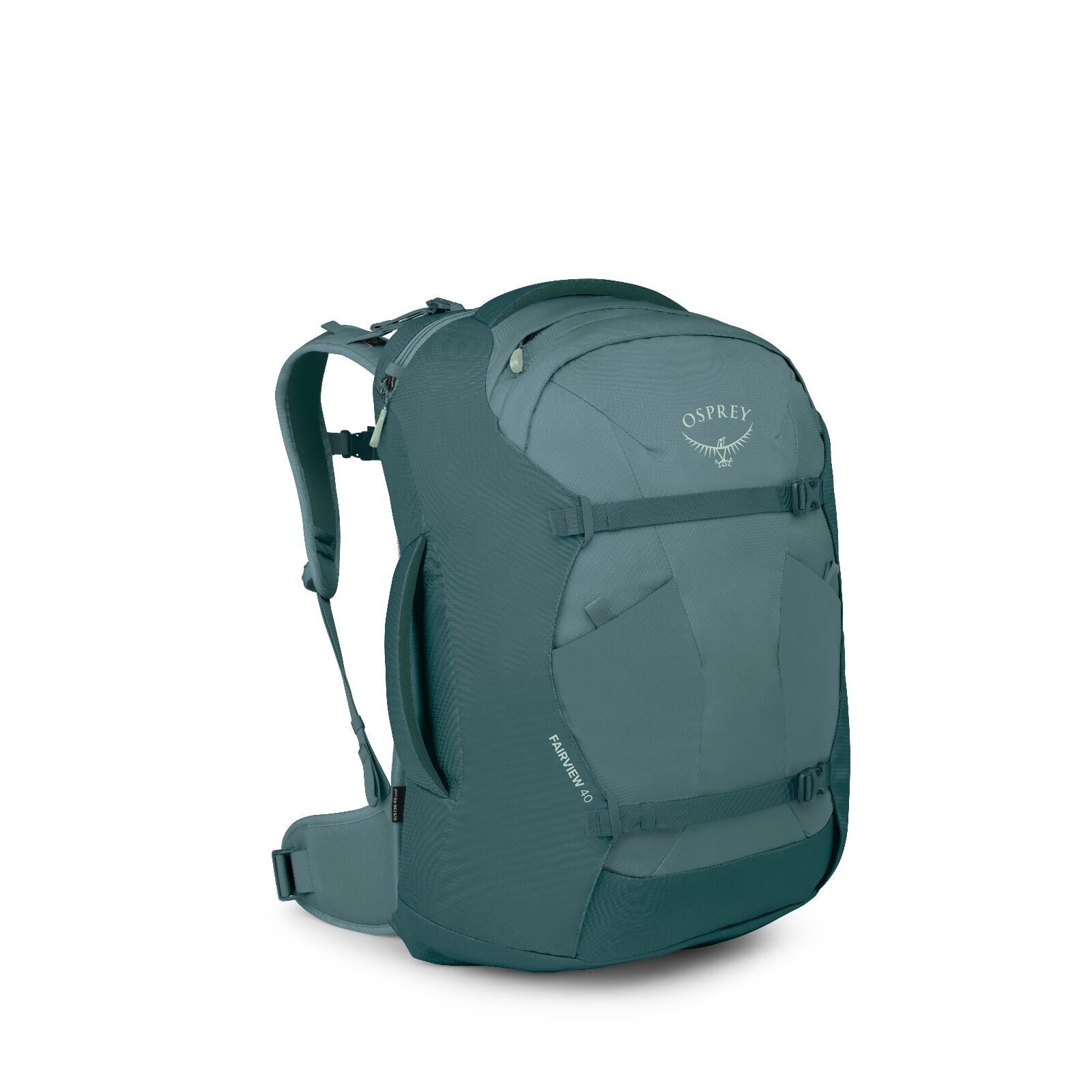 Side view of the Fairview 40 Travel pack in the color Cascade Blue - Torrent Blue