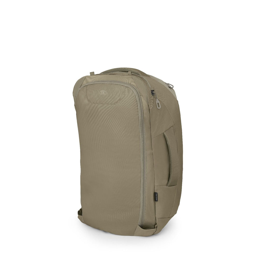 Back view of the Fairview 40 Travel pack in the color Sawdust Olive Tan