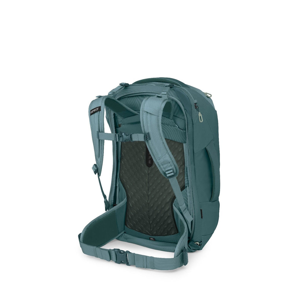 Sideback view of the Fairview 40 Travel pack in the color Cascade Blue - Torrent Blue