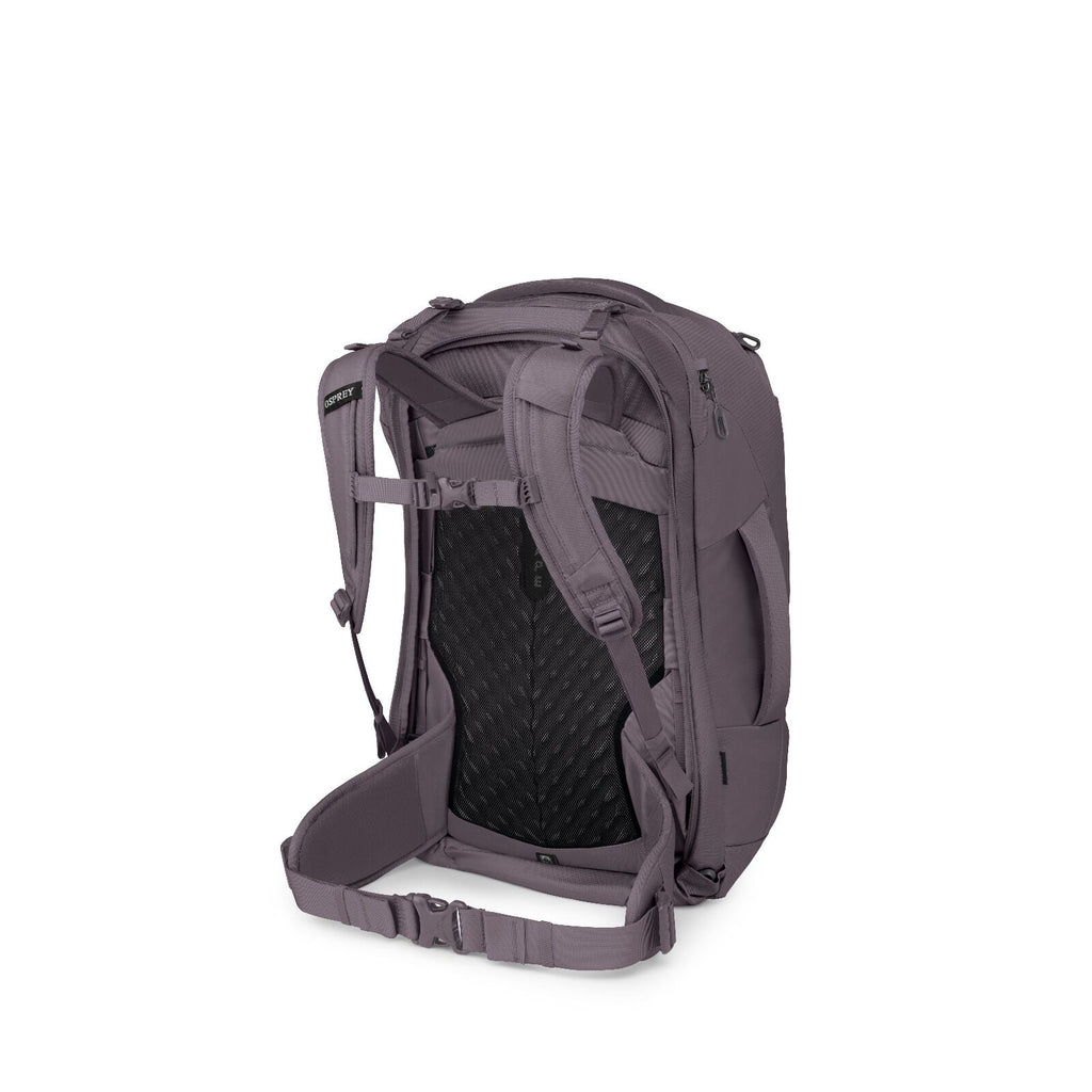 Sideback view of the Fairview 40 Travel pack in the color Graphite Purple