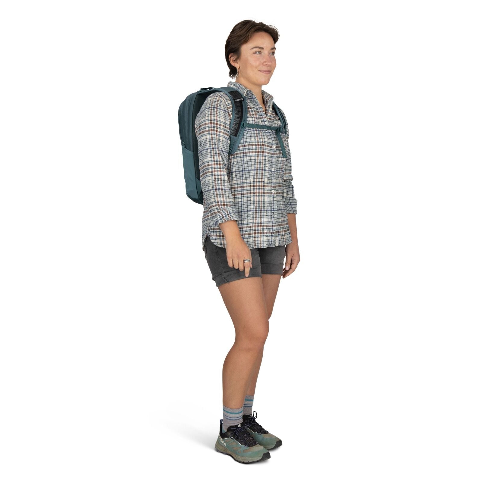 On-body image of the Fairview 70 in Cascade Blue - Torrent Blue on model