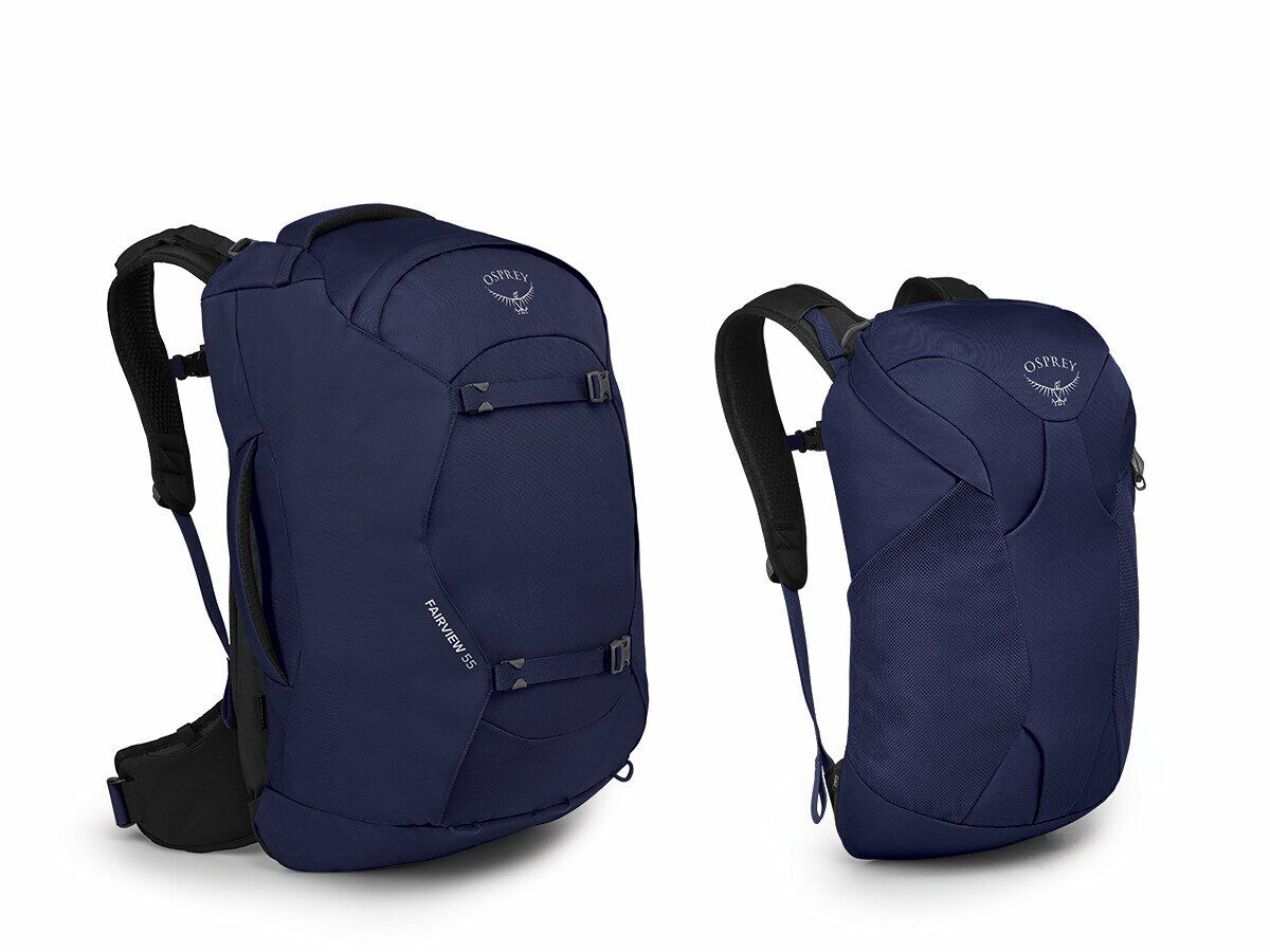 side view of the Fairview® 55 Travel Pack in color winternightblue