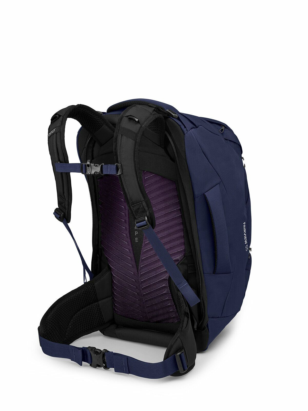 a 4/5 view of the Fairview® 55 Travel Pack in color winternightblue