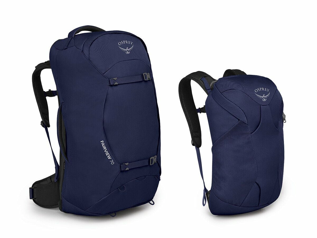 side view of the Fairview® 70 Travel Pack in color winternightblue