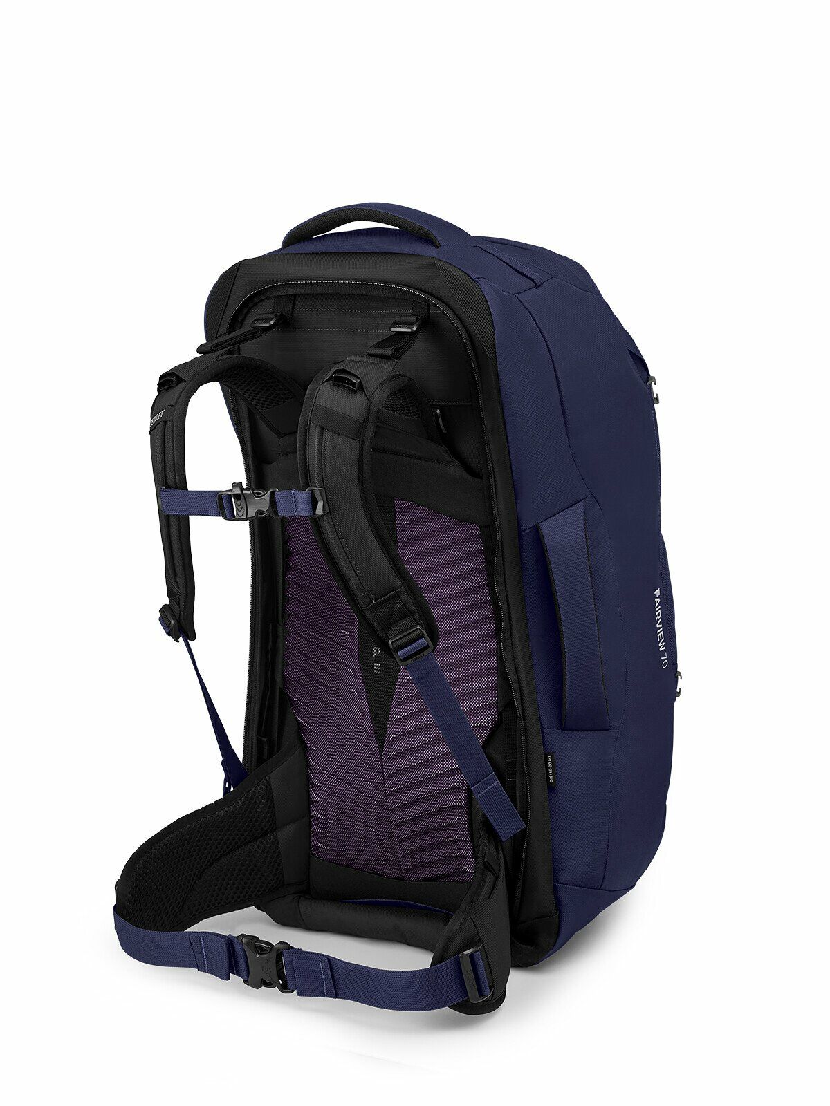 a 4/5 view of the Fairview® 70 Travel Pack in color winternightblue