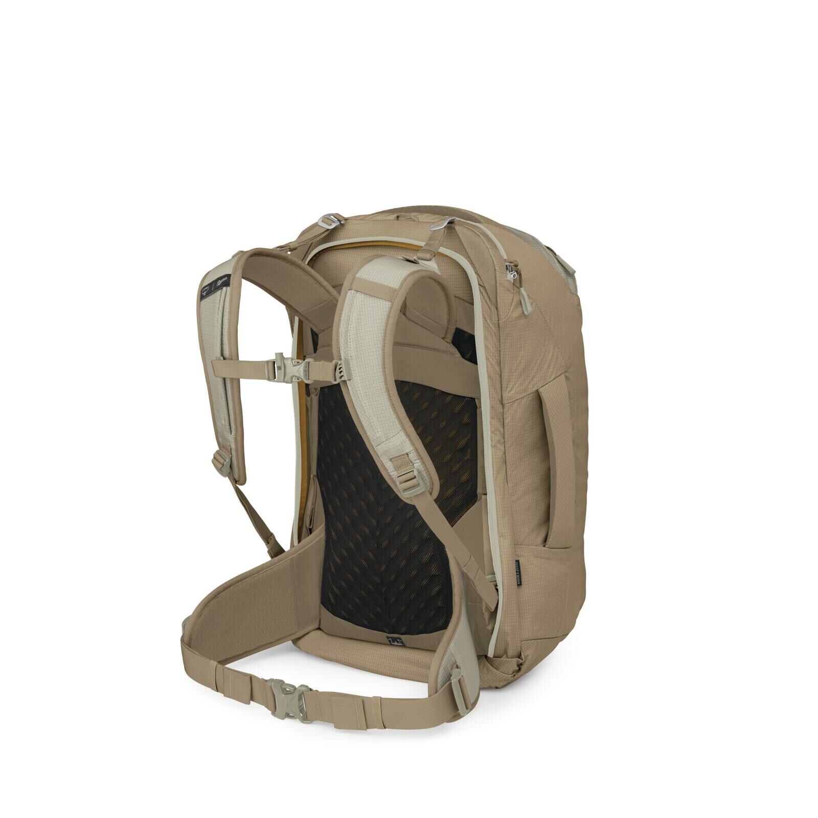 Sideback image of Osprey Farpoint 40 and Danner collaboration in the color Sandy Grey-Sawdust