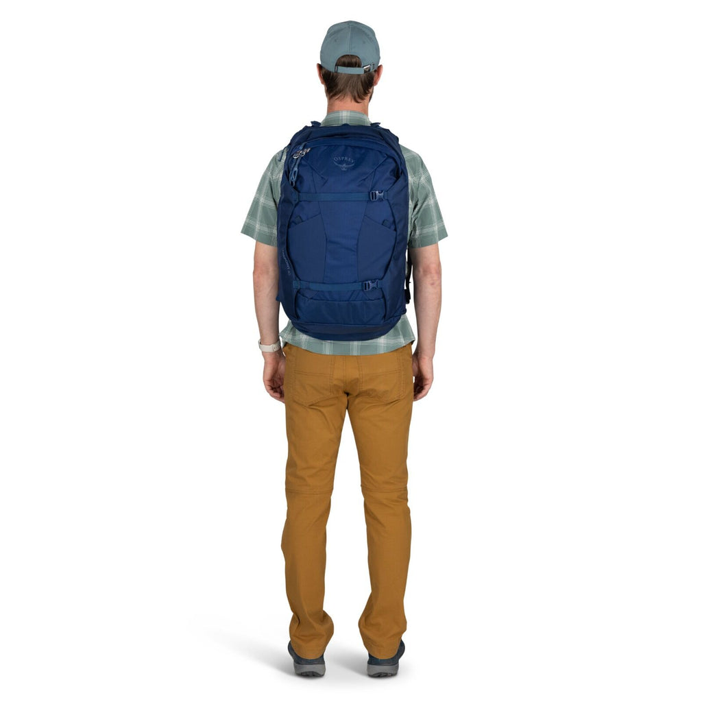 On-body image of the Farpoint 40 in the color Antique Blue