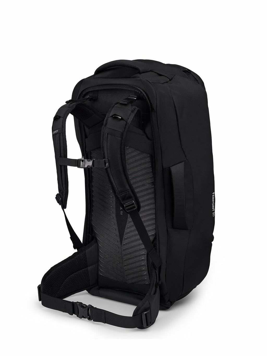 a 4/5 view of the Farpoint™ 80 Travel Pack in color black