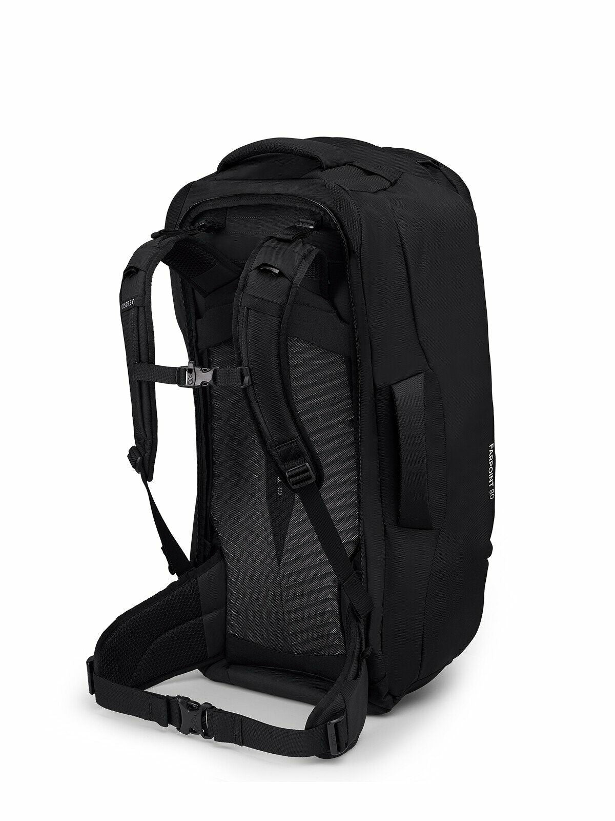 a 4/5 view of the Farpoint™ 80 Travel Pack in color black