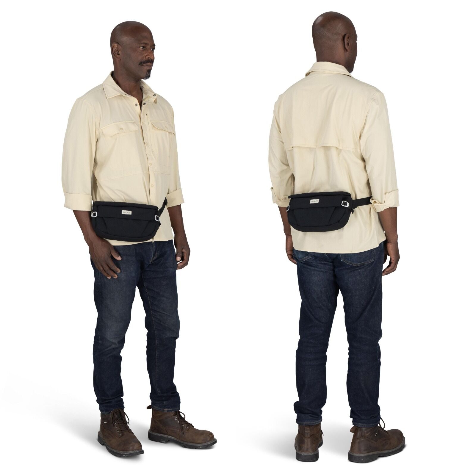on body image of the Arcane Hip Back in the color black