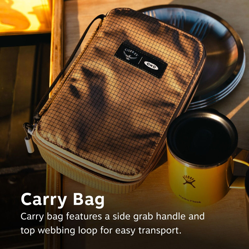 Carry bag: Carry bag features a side grab handle and top webbing loops for easy transport.