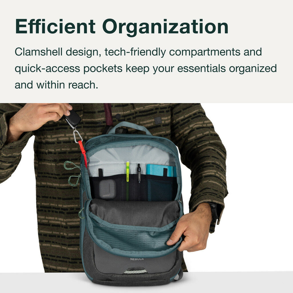 Person placing tablet in backpack's padded sleeve