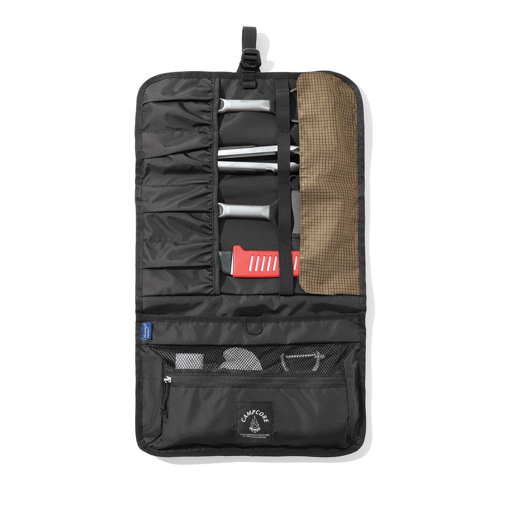 Internal image of the Oxo Campcore cooking tool roll and utensil set with utensils