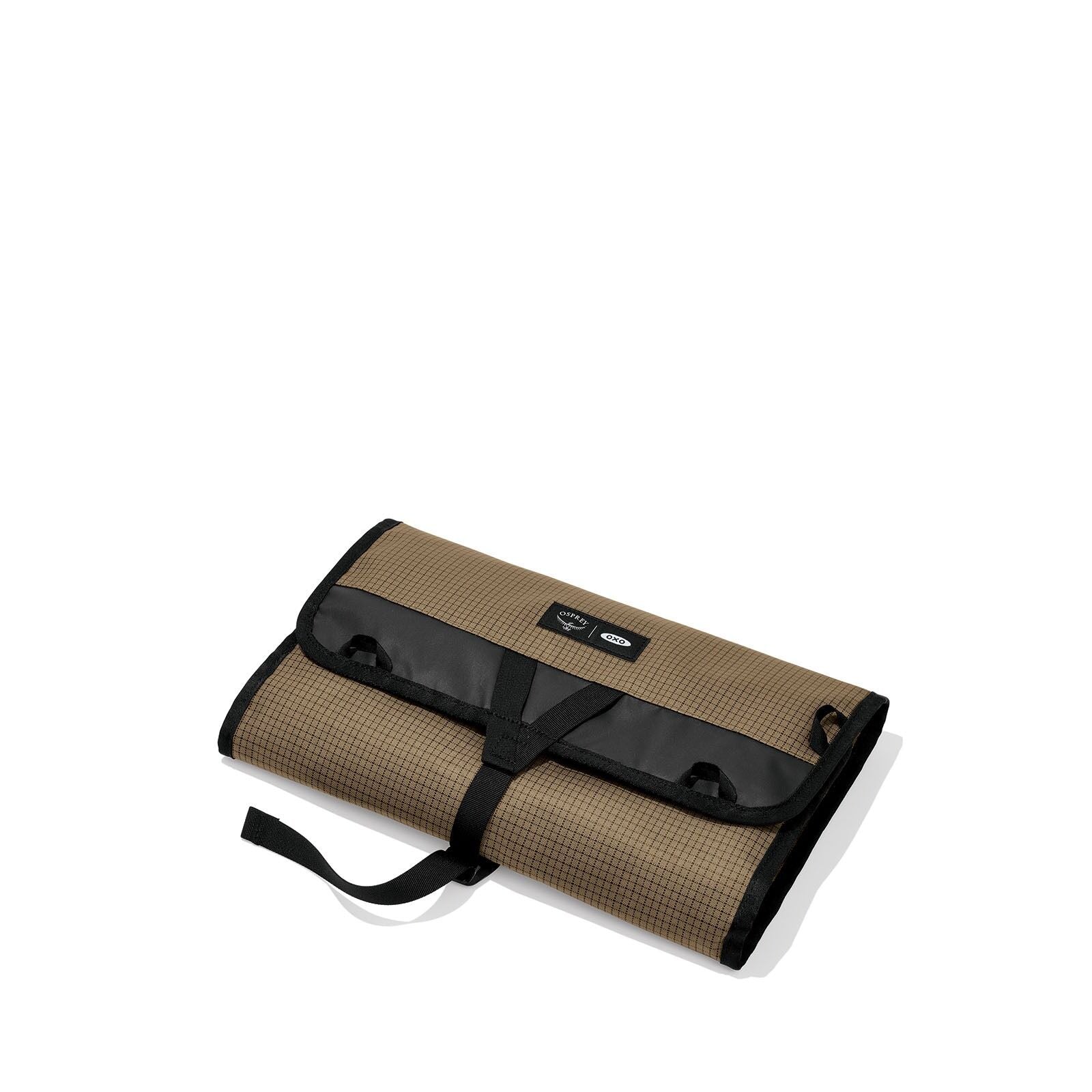 Side image of the Oxo Campcore cooking tool roll and utensil set