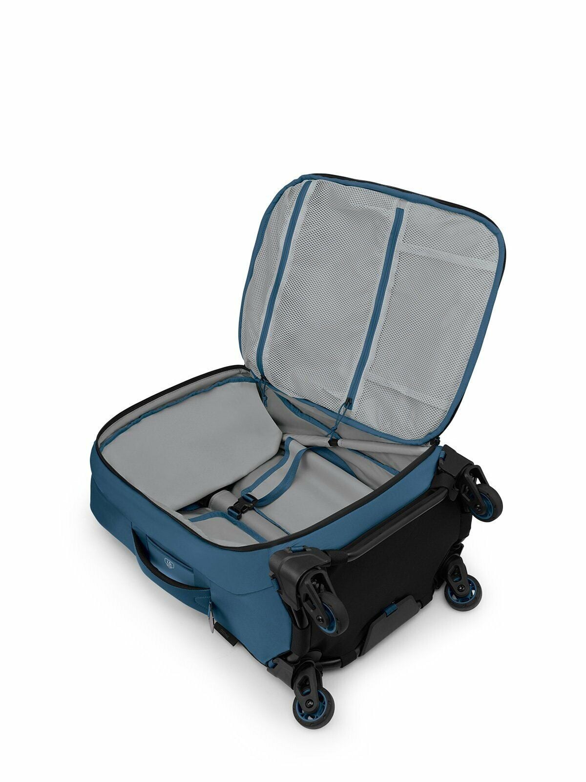 side view of the Ozone 4-Wheel Carry-On 38L/21.5" in color coastalblue
