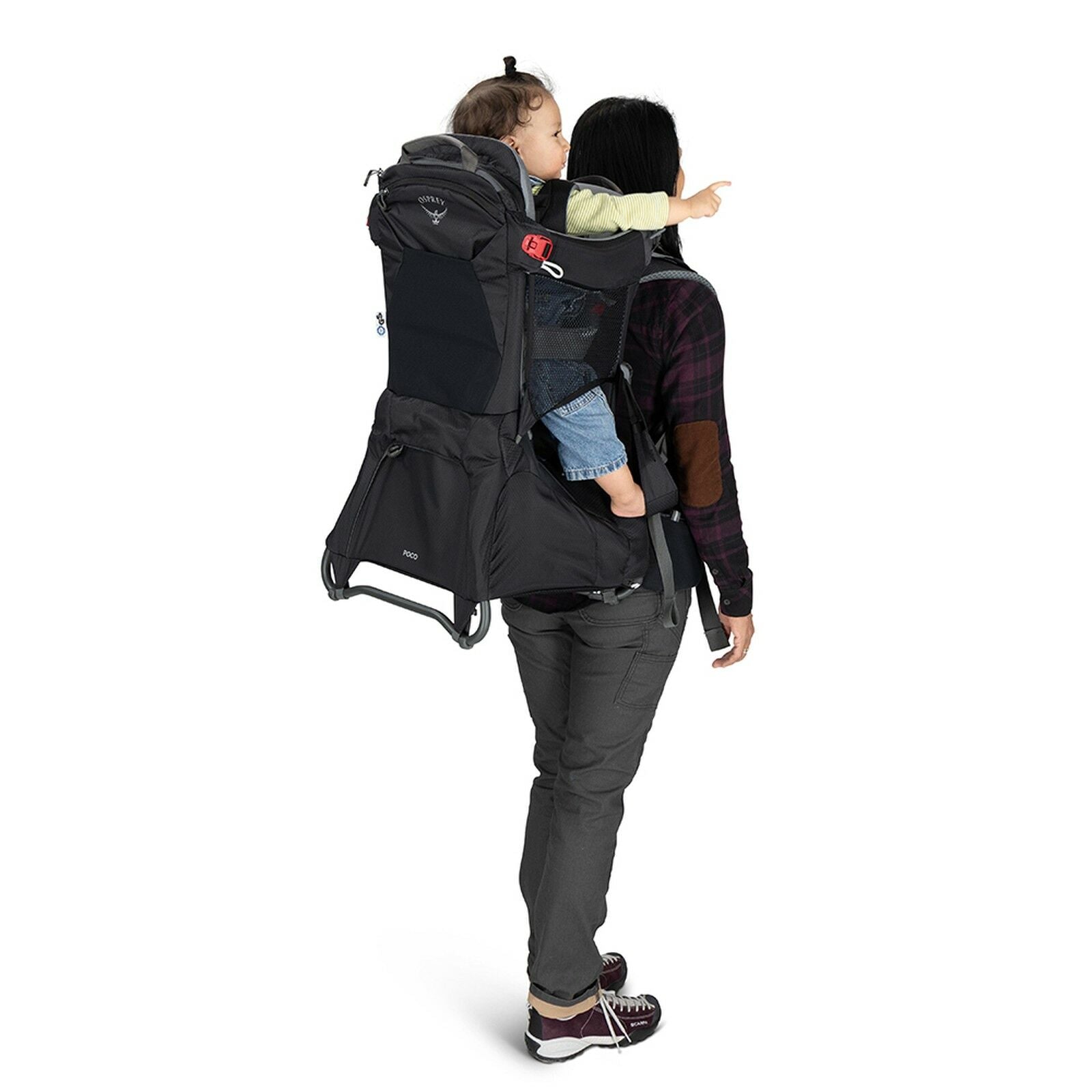 on-body image of the Poco Child Carrier in the color black