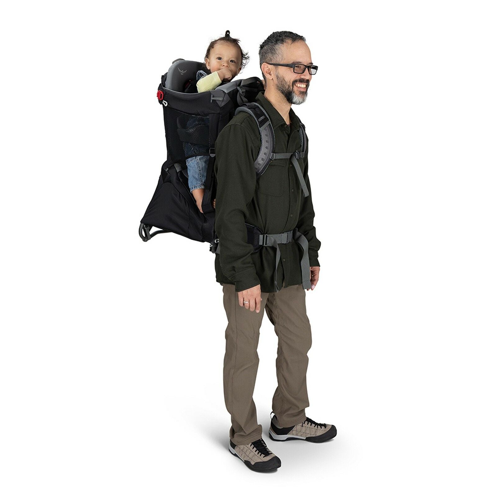 on-body image of the Poco Child Carrier in the color black