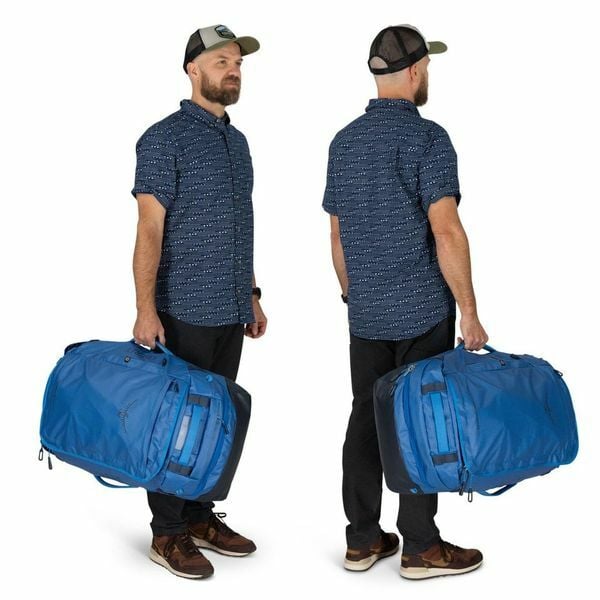 On-Body image of the Transporter Squffel 70 in the color Blue Flame