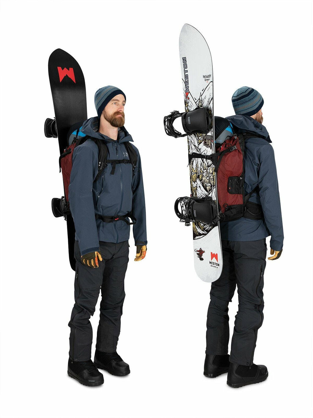 a person modeling the Soelden Pro 32 in color redmountain