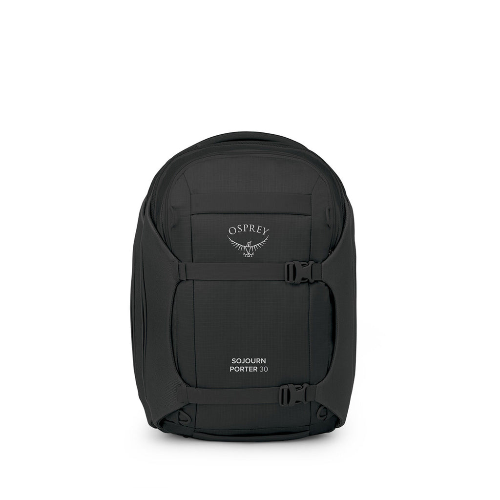 Front image of the Osprey Sojourn Porter Travel Pack 30 in the color Black