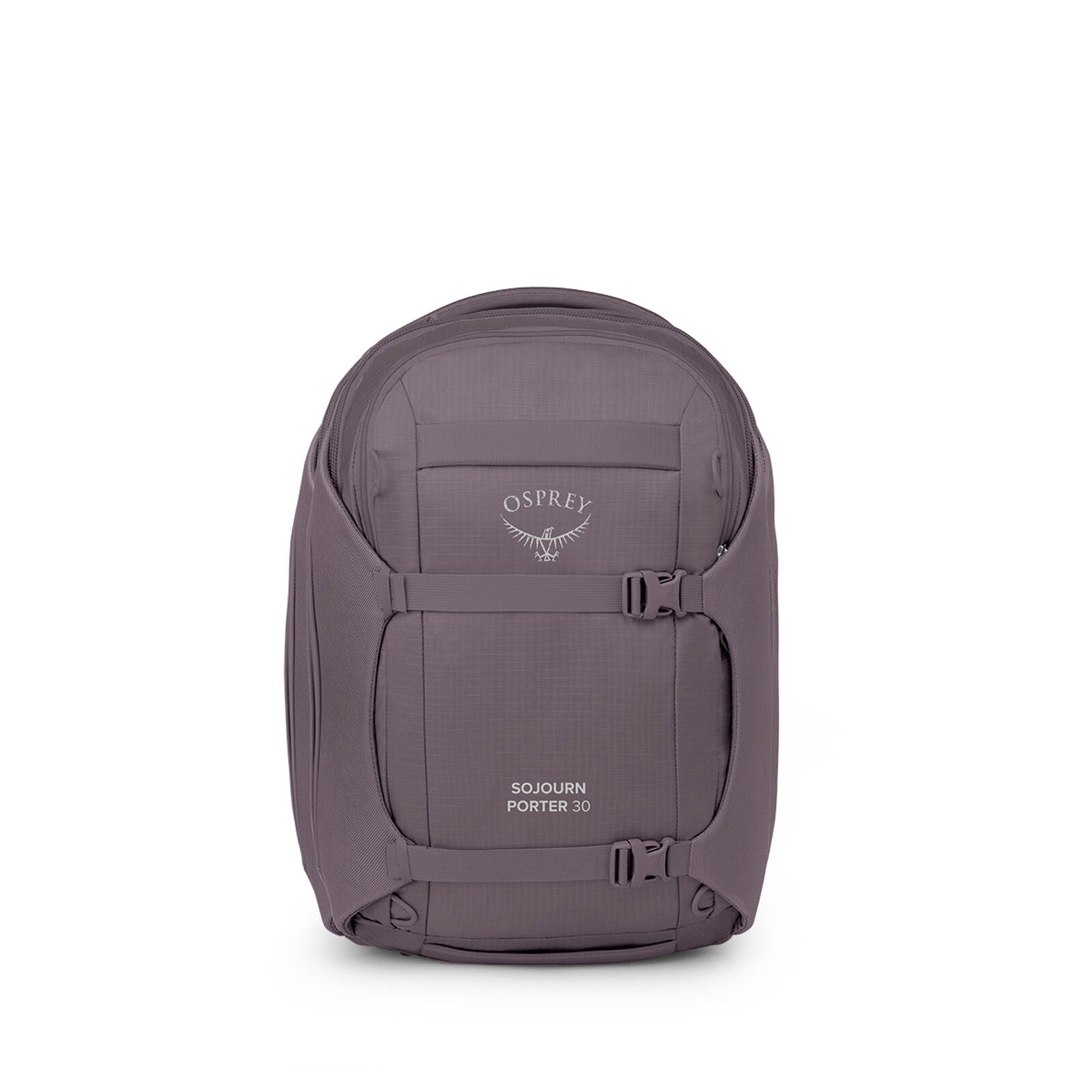 Front image of the Osprey Sojourn Porter Travel Pack 30 in the color Graphite Purple