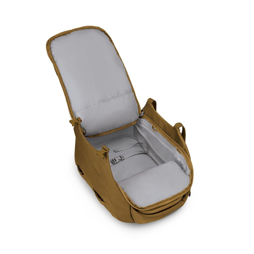 Internal image of the Osprey Sojourn Porter Travel Pack 30 in the color Brindle Brown