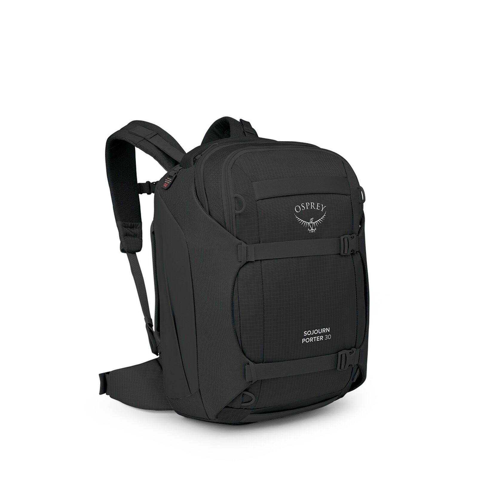 Side image of the Osprey Sojourn Porter Travel Pack 30 in the color Black