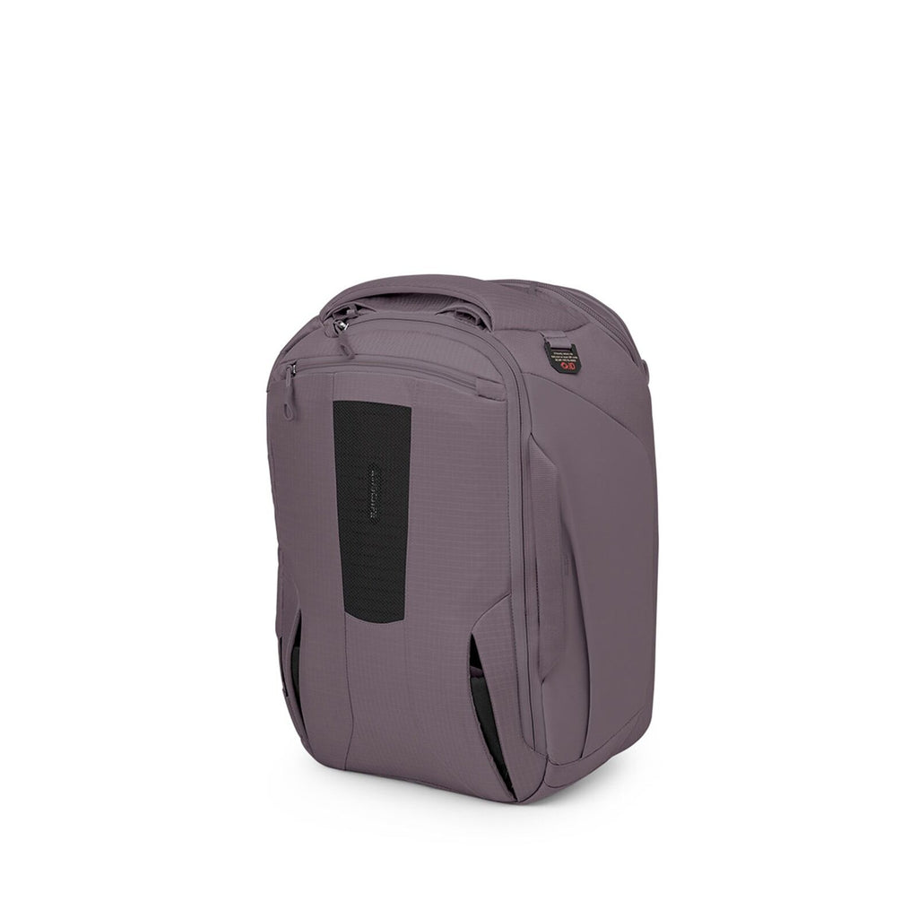 Sideback image of the Osprey Sojourn Porter Travel Pack 30 in the color Graphite Purple