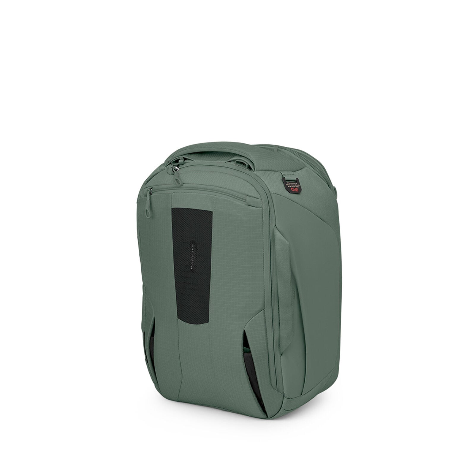 Sideback image of the Osprey Sojourn Porter Travel Pack 30 in the color Koseret Green