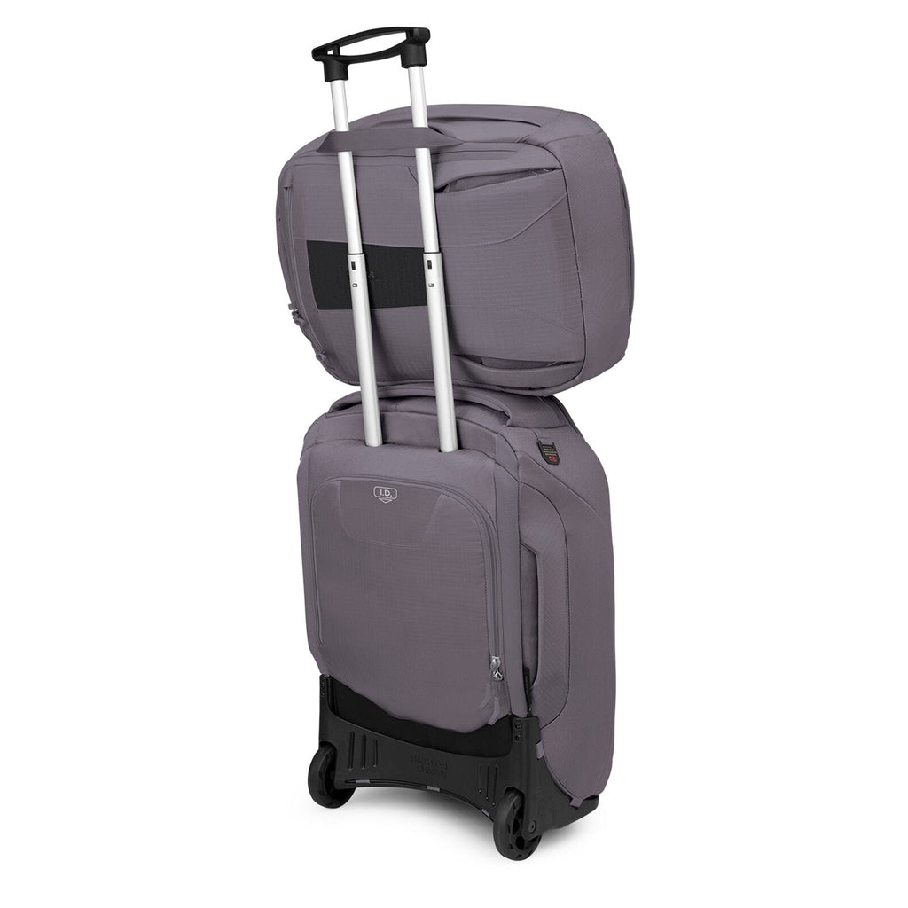 Detailed image of the Osprey Sojourn Porter Travel Pack 30 in the color Graphite Purple