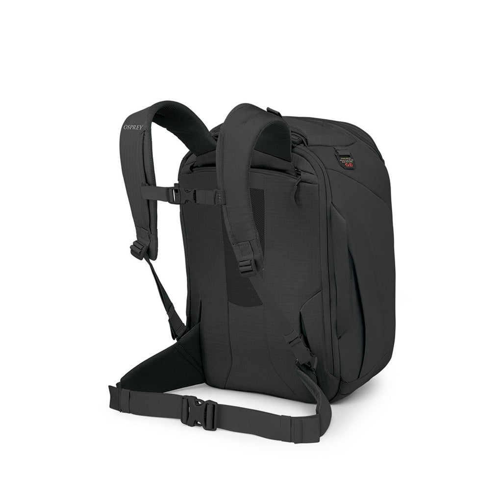 Sideback image of the Osprey Sojourn Porter Travel Pack 30 in the color Black