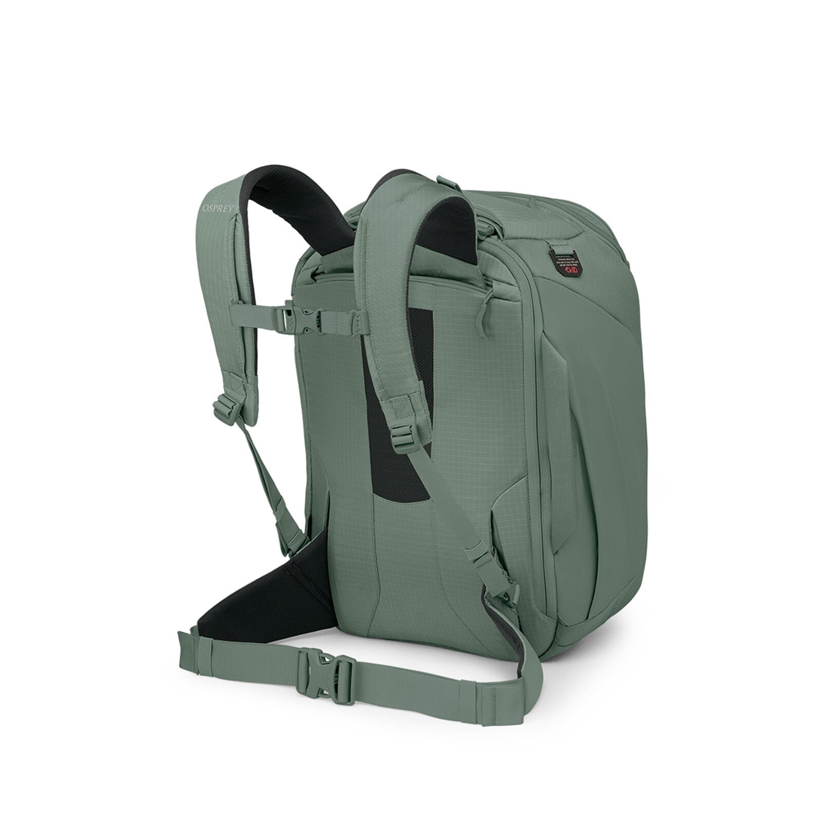 Sideback image of the Osprey Sojourn Porter Travel Pack 30 in the color Koseret Green