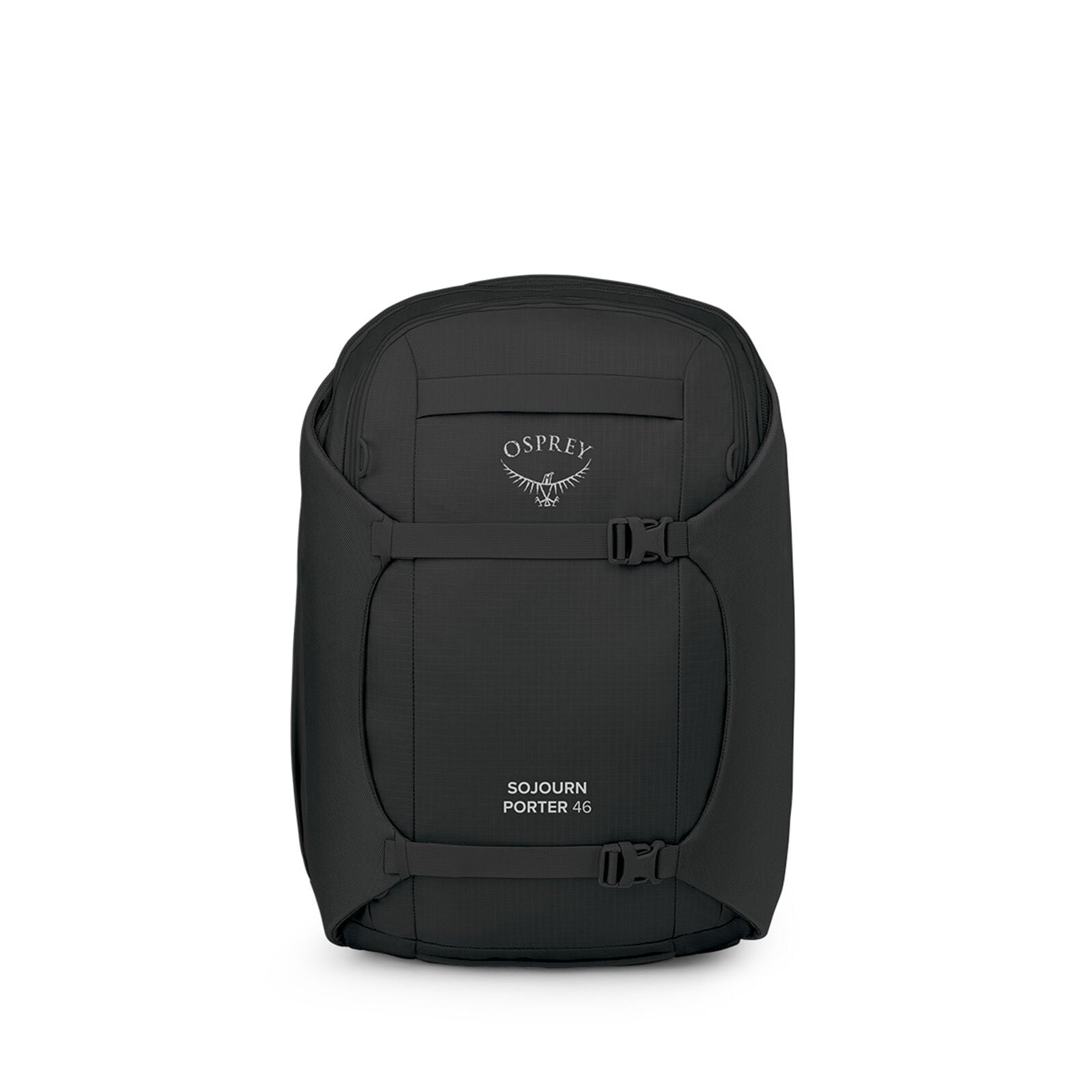 Front image of the Osprey Sojourn Porter Travel Pack 46 in the color Black