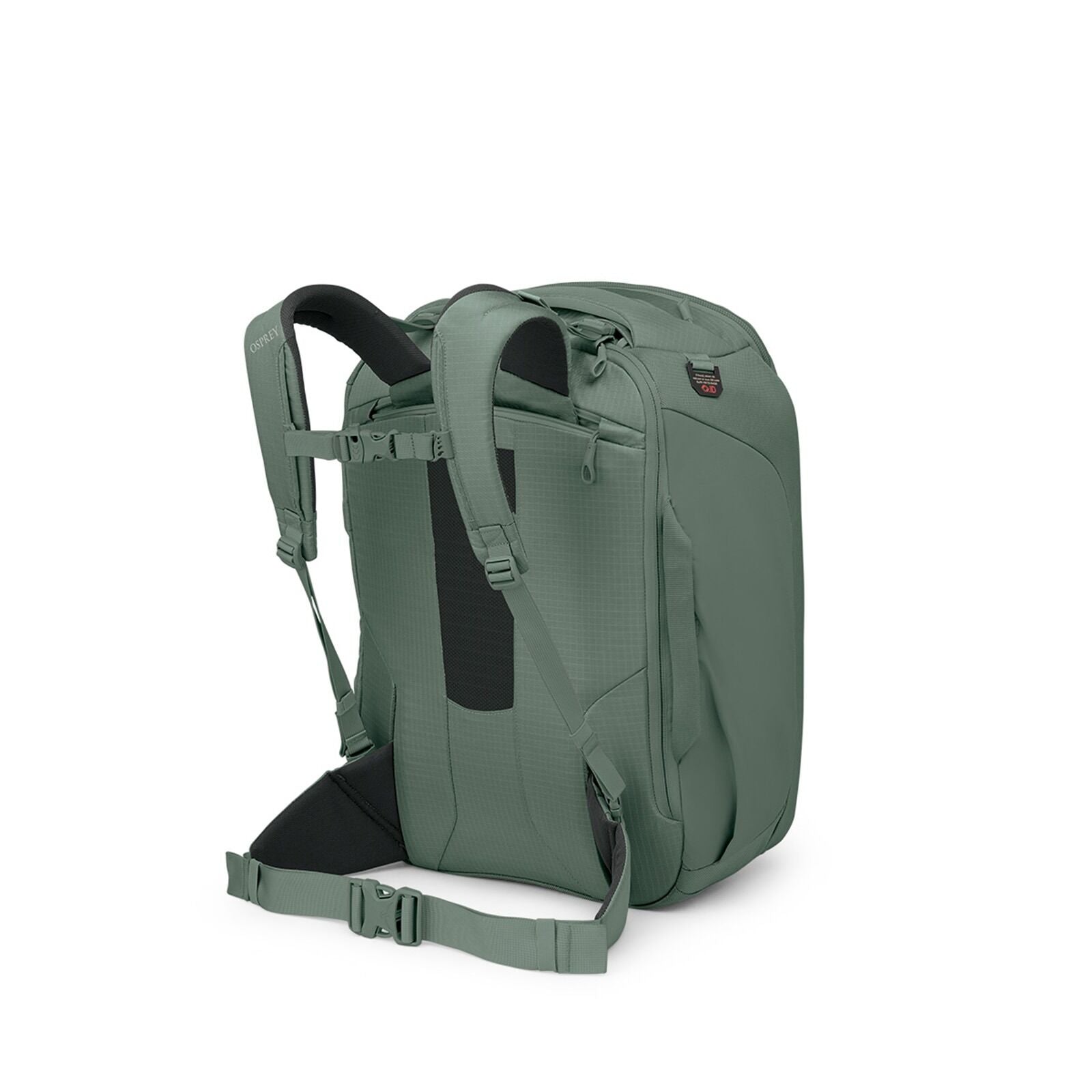 Sideback image of the Osprey Sojourn Porter Travel Pack 46 in the color Koseret Green